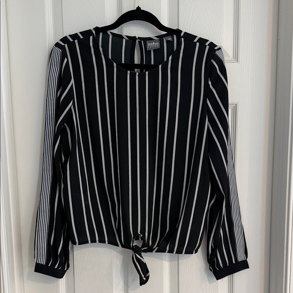 Soho NY&Company Black and White Striped Blouse